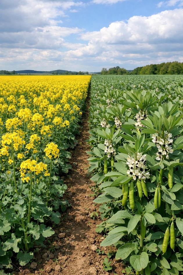 Raps Und Ackerbohnenfelder Im Fruehling